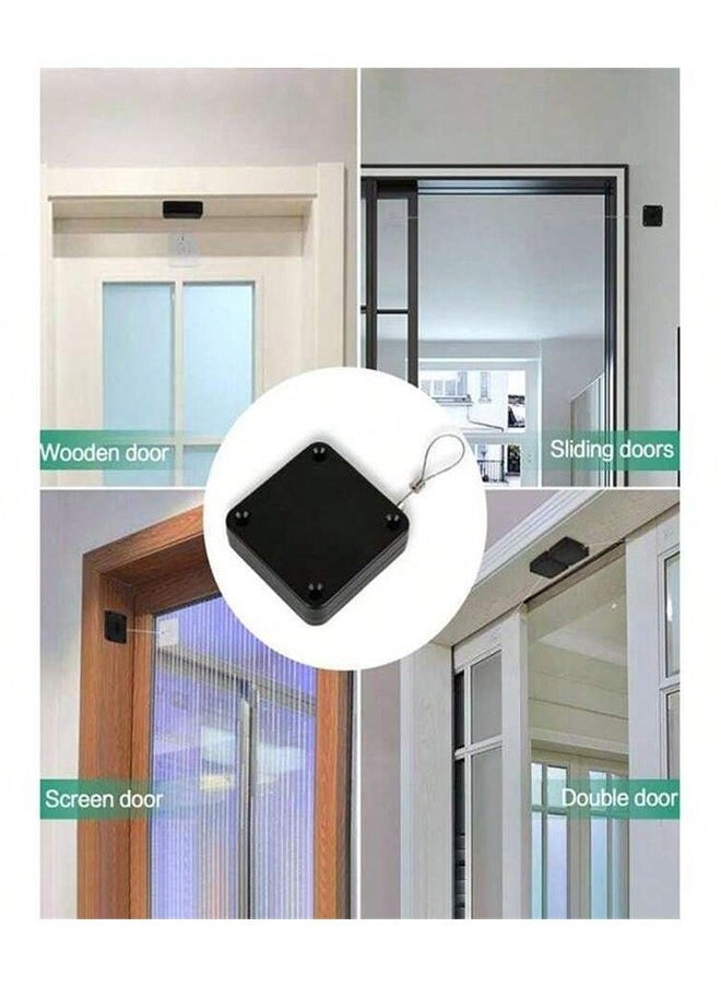 Automatic Door Closer, with Free Flap and Rope, Adjustable Door Closer Without Drilling or Shaking, Soundproof and Damping