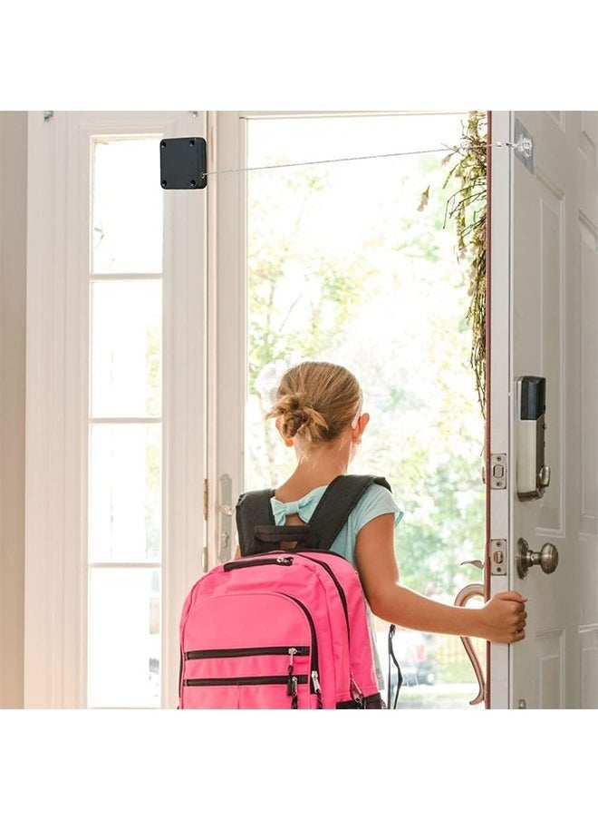 Automatic Door Closer, with Free Flap and Rope, Adjustable Door Closer Without Drilling or Shaking, Soundproof and Damping