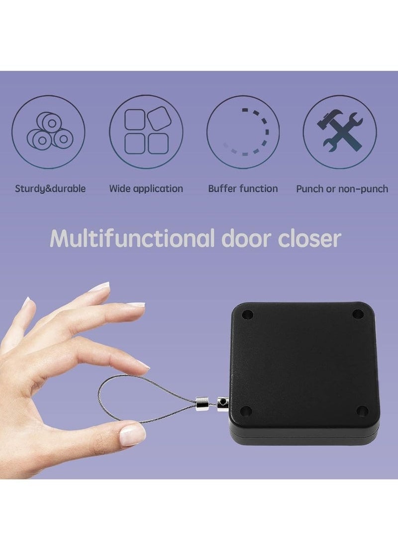 Automatic Door Closer, with Free Flap and Rope, Adjustable Door Closer Without Drilling or Shaking, Soundproof and Damping
