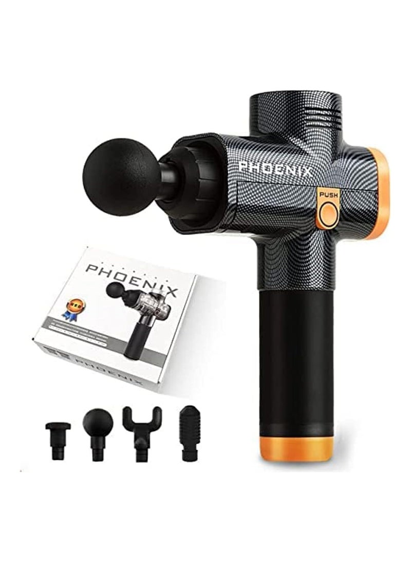 Phoenix Professional Handheld Phoenix Massage Gun, Deep Tissue Pumpkin for Pain Relief with 6 Speed and 4 Heads - Image 1