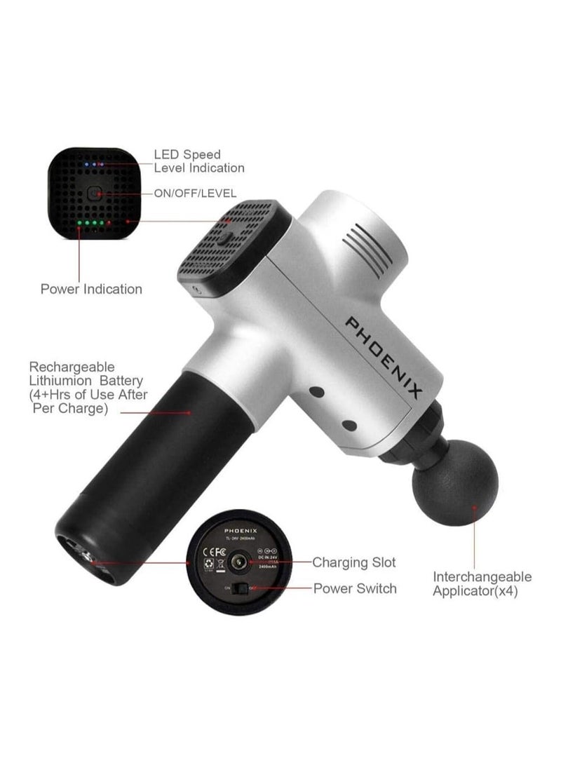 Phoenix Professional Handheld Phoenix Massage Gun, Deep Tissue Pumpkin for Pain Relief with 6 Speed and 4 Heads - Image 2