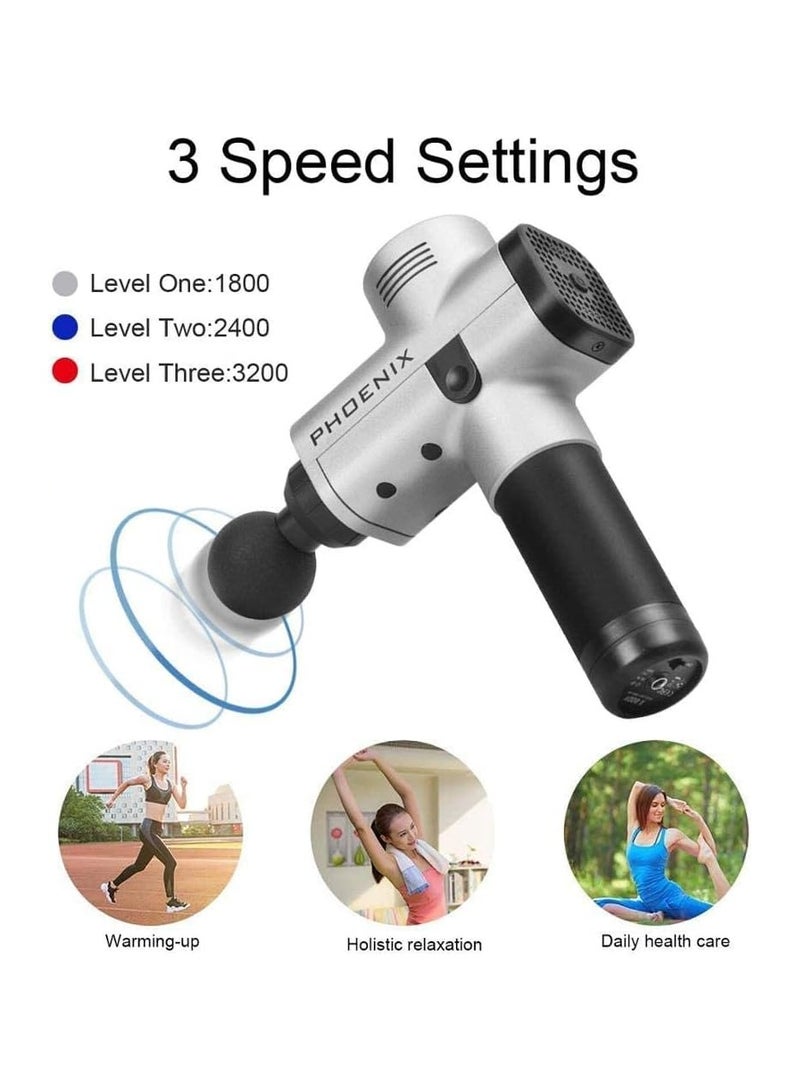 Phoenix Professional Handheld Phoenix Massage Gun, Deep Tissue Pumpkin for Pain Relief with 6 Speed and 4 Heads - Image 4