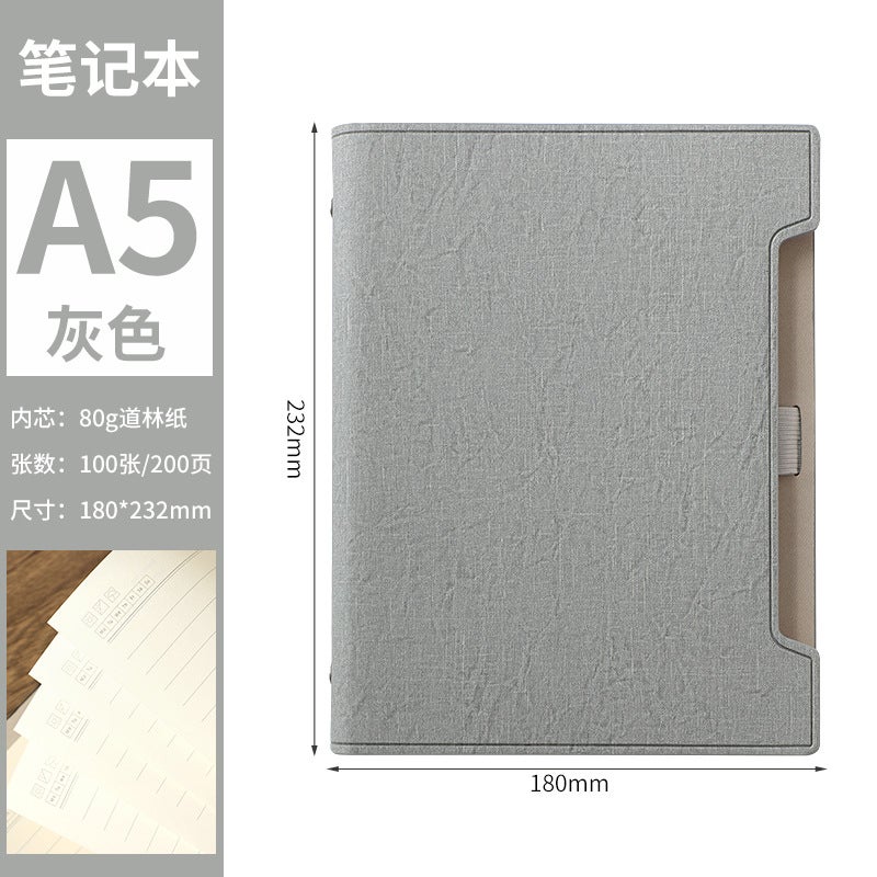 A5 Loose-Leaf Notebook Pu Imitation Leather Notebook Meeting Record Book Gift Box Set With Printable Corporate Logo Creative Gift Box - Image 1