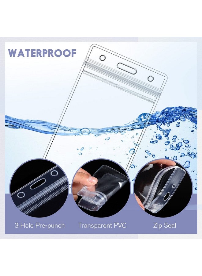 Marspark 100 Sets Name Tag Lanyards With Id Holder For Id Badges Clear Name Badges Lanyards Bulk Clip Waterproof Plastic Card Holders For Adults Kids Business School Office Supplies(Multicolor) - Image 4