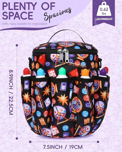 FOKDUVB Bingo Bags with Pockets for Bingo Daubers Dabbers Dobbers Dotters Bingo Bag for Casino Bingo Accessories Bingo Dauber Bag for Bingo Game Lovers Bingo Stuff Supply Supplies Bingo Gadgets Juego de Bingo - Image 4