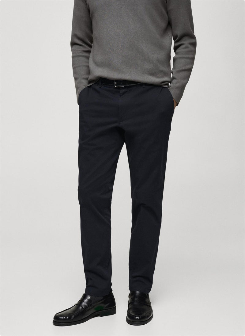 Mango Man Barna Cropped Tapered Chino Trousers  - Image 1
