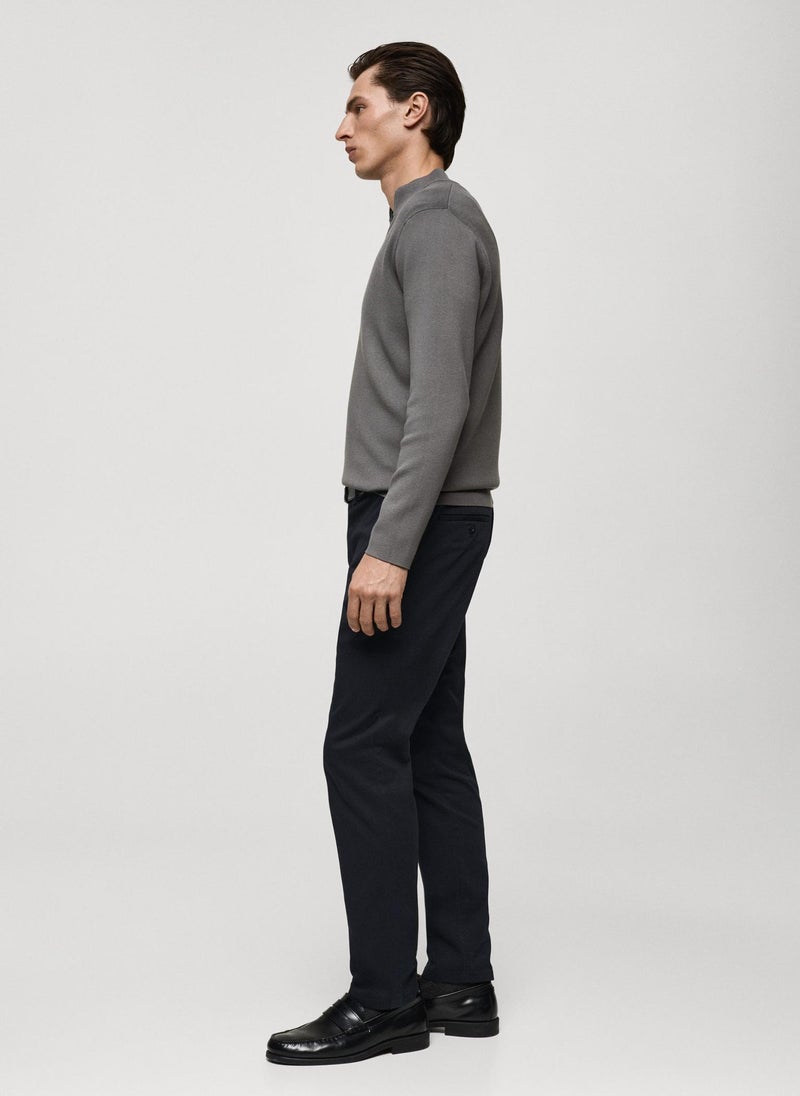 Mango Man Barna Cropped Tapered Chino Trousers  - Image 3
