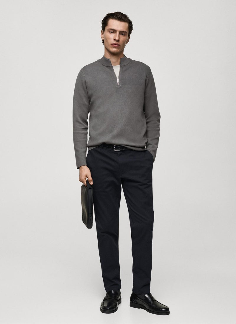 Mango Man Barna Cropped Tapered Chino Trousers  - Image 4