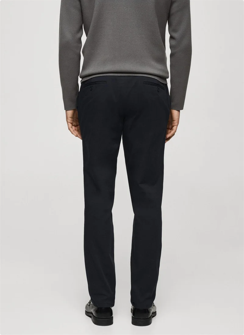 Mango Man Barna Cropped Tapered Chino Trousers