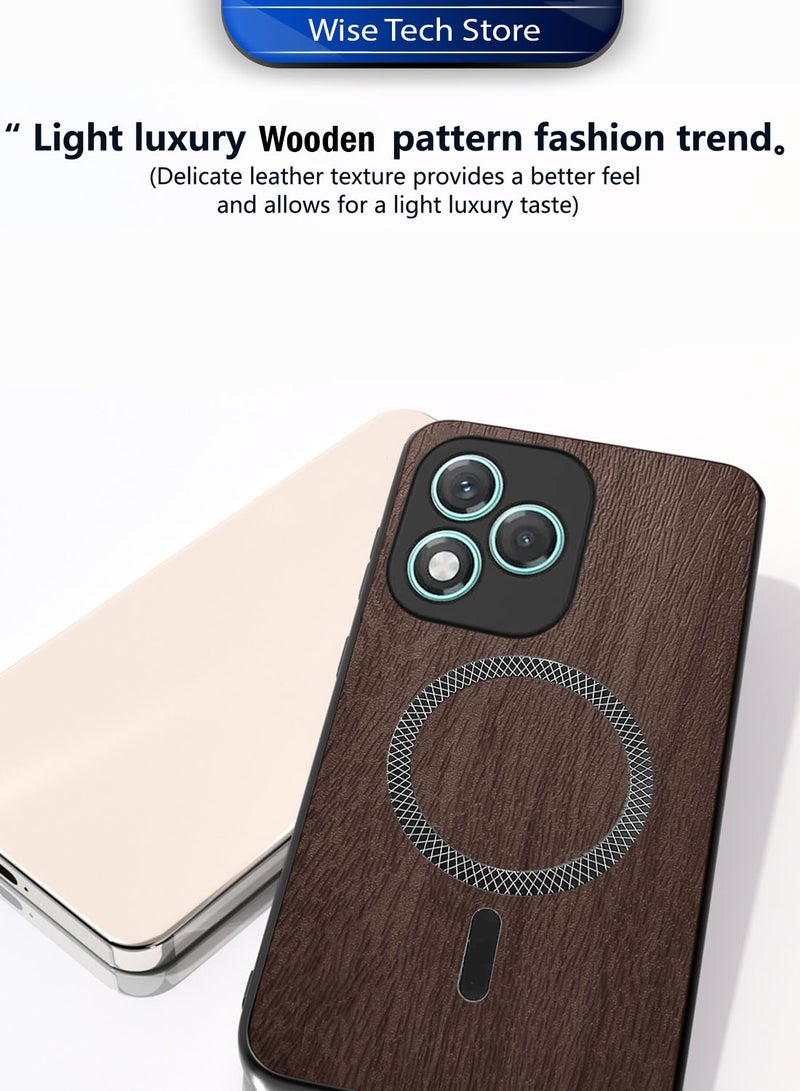 Wtech Honor 400 Lite 5G 2025 Wood Texture Strong Magnetic Case Plus Shell Shockproof Magsafe Hard PC Rear Case Cover (MCMPMN) - Walnut Wood - Image 2
