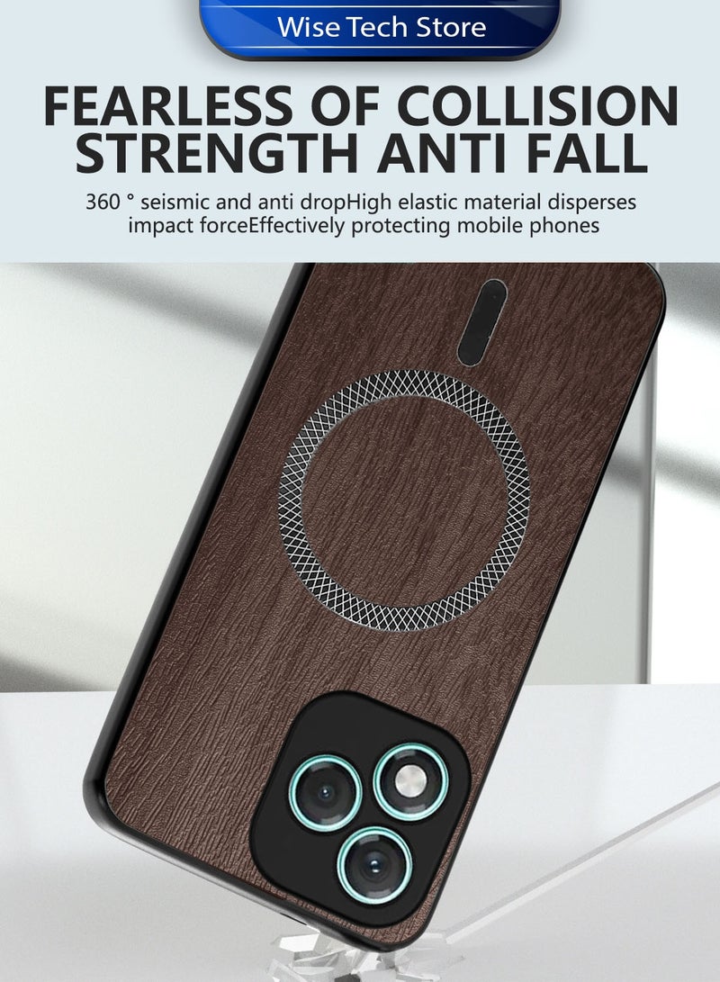 Wtech Honor 400 Lite 5G 2025 Wood Texture Strong Magnetic Case Plus Shell Shockproof Magsafe Hard PC Rear Case Cover (MCMPMN) - Walnut Wood - Image 3
