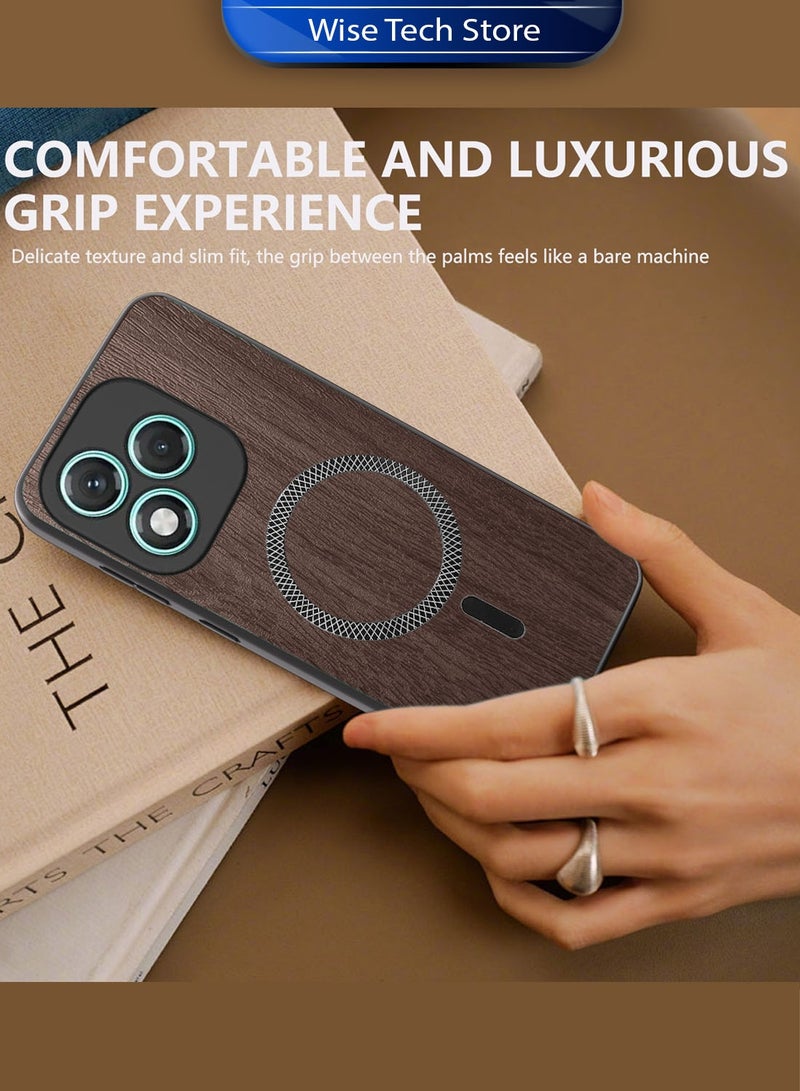 Wtech Honor 400 Lite 5G 2025 Wood Texture Strong Magnetic Case Plus Shell Shockproof Magsafe Hard PC Rear Case Cover (MCMPMN) - Walnut Wood - Image 4