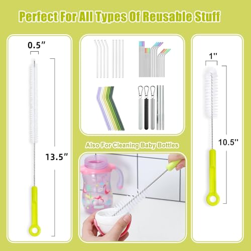 Hiware Bottle Cleaning Brush Set Long Handle Bottle Cleaner for Washing Narrow Neck Beer Bottles Sports Water Bottles with Straw Brush Kettle SpoutLid Cleaner Brushes - Image 3