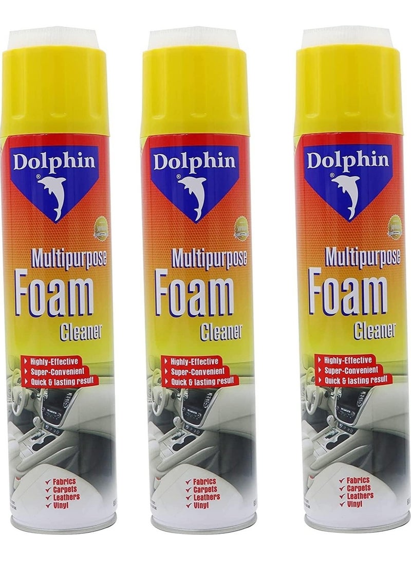 Dolphin Dolphin Multipurpose Foam Cleaner 650ml with (3) Free Cleaning Cloth (Pack Of 3) - Image 1