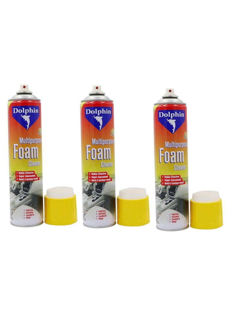 Dolphin Dolphin Multipurpose Foam Cleaner 650ml with (3) Free Cleaning Cloth (Pack Of 3) - Image 2