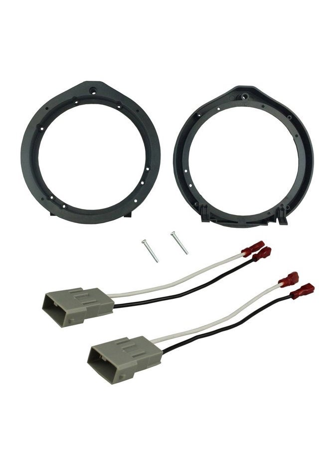 Front Door Speaker Mount Adaptor Plates 6.5"/6.75" 165mm Stand Ring Kit 1 Pair + Wiring Harness Cable