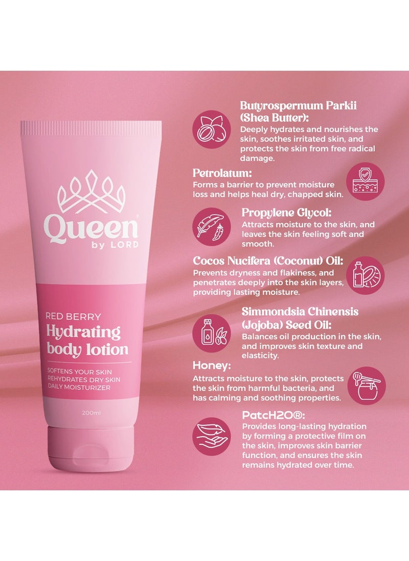 Queen By Lord - Hydrating Body Lotion With Red Berry Scent - 200 ml - Image 1