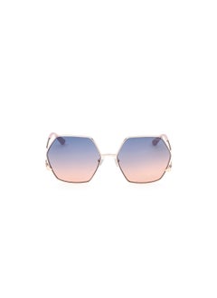 GUESS نظارة شمسية نسائية معدنية بتصميم غير متماثل ومضادة للأشعة فوق البنفسجية GU781528W61 - مقاس العدسة: 61 مم - لون ذهبي وردي لامع  - Image 2