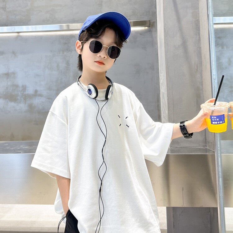 Boys Short Sleeve T-Shirt Summer Children'S Summer White Large Children'S Loose Top Tide Children'S Clothing - Image 3