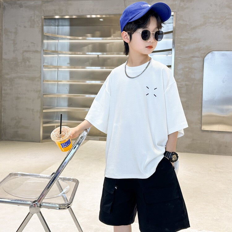 Boys Short Sleeve T-Shirt Summer Children'S Summer White Large Children'S Loose Top Tide Children'S Clothing - Image 5