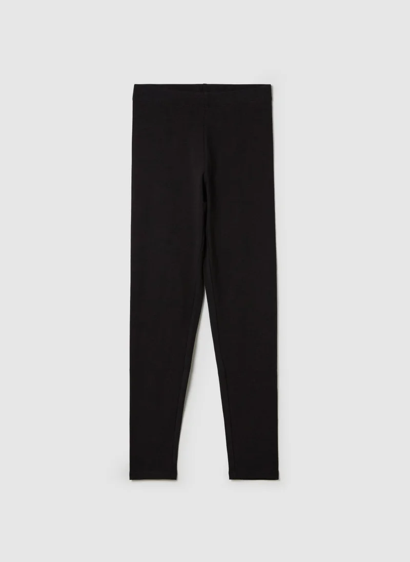 او في اس Solid Colour Stretch Leggings