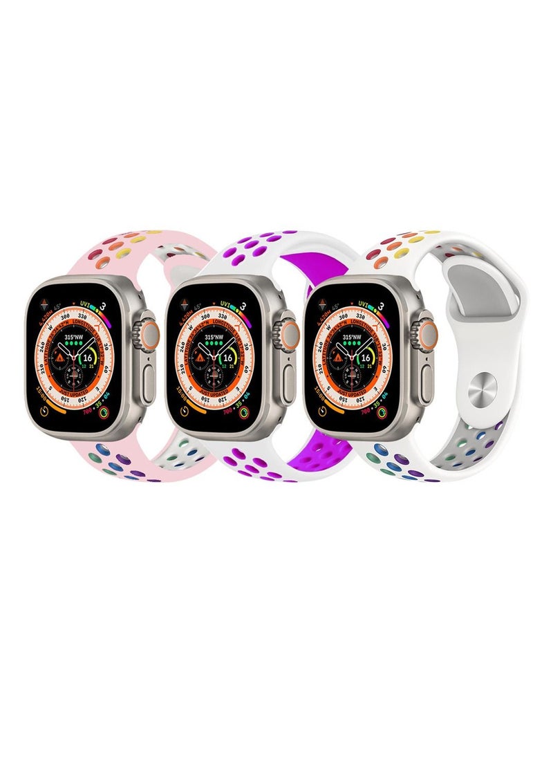 CATANES - 3 Pack For Apple Watch 49mm 45mm 44mm 42mm Silicone Sport Band Nike Strap Compatible With iWatch Series Ultra/8/7/SE/6/5/4/3/2/1 - Image 1