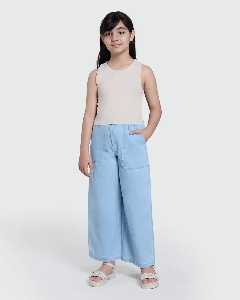 Ovs Light Blue Chambray Pants – Girls