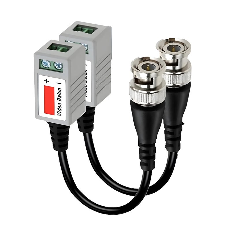 XIKKART Video Balun, Mini CCTV BNC Transceiver With Pigtail, Coax to UTP Cat6 Connector HD 720P 1080P, Video Passive Balun for HD-TVI/CVI/AHD/Analog/960H Camera (1 Pair) - Image 1