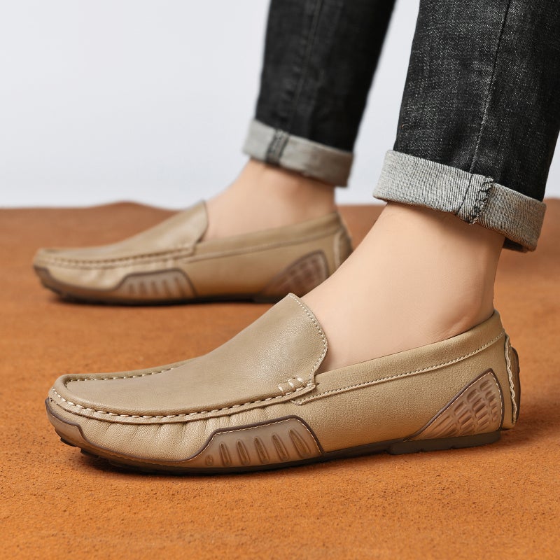Men's Genuine Leather Loafers Breathable Casual Slip-on Driving Shoes - Image 1