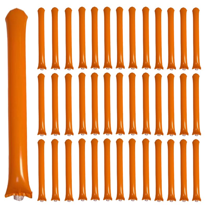 ROSEBB 40pcs Round headTeam Spirit Boom Sticks Thunder Sticks Cheering Sticks Team Spirit Plastic Cheerleading Spirit Stick Clapper Inflatable Noise Maker Sports Supply Orange - Image 1