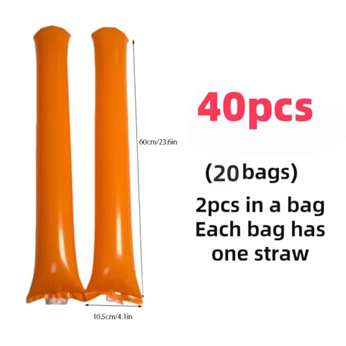 ROSEBB 40pcs Round headTeam Spirit Boom Sticks Thunder Sticks Cheering Sticks Team Spirit Plastic Cheerleading Spirit Stick Clapper Inflatable Noise Maker Sports Supply Orange - Image 4