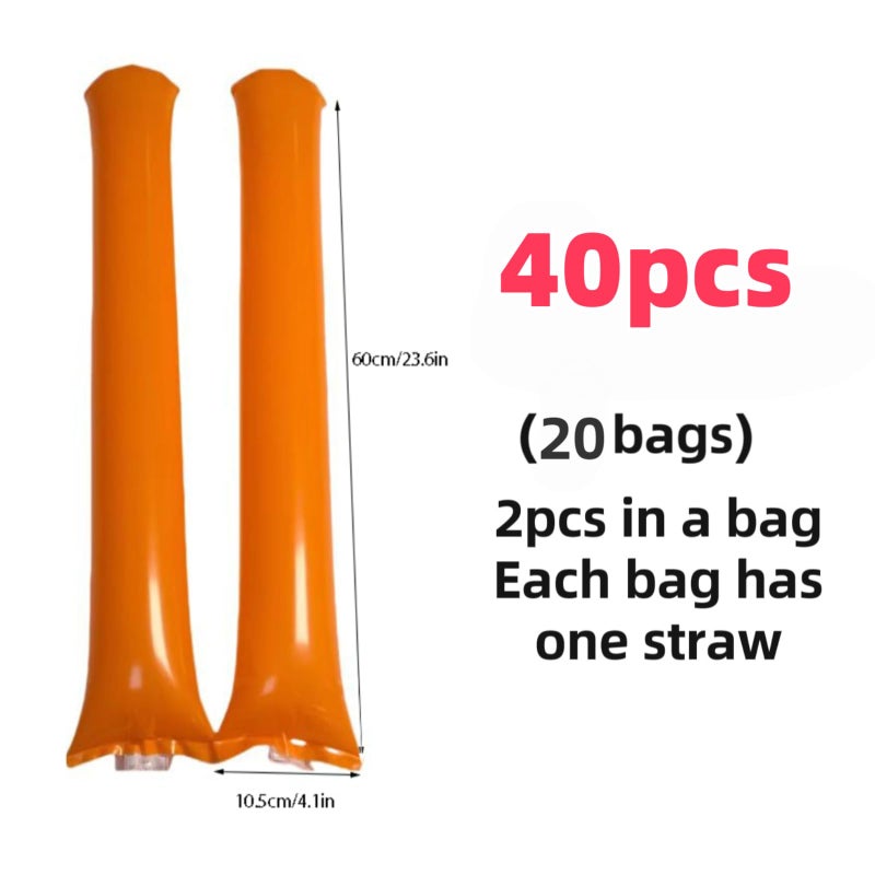 ROSEBB 40pcs Round headTeam Spirit Boom Sticks Thunder Sticks Cheering Sticks Team Spirit Plastic Cheerleading Spirit Stick Clapper Inflatable Noise Maker Sports Supply Orange - Image 5
