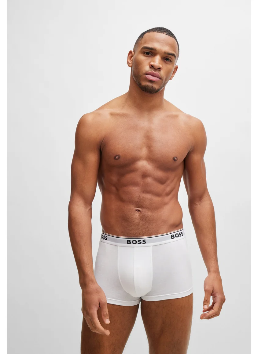 بوس Three-pack of stretch-cotton trunks with logo waistbands
