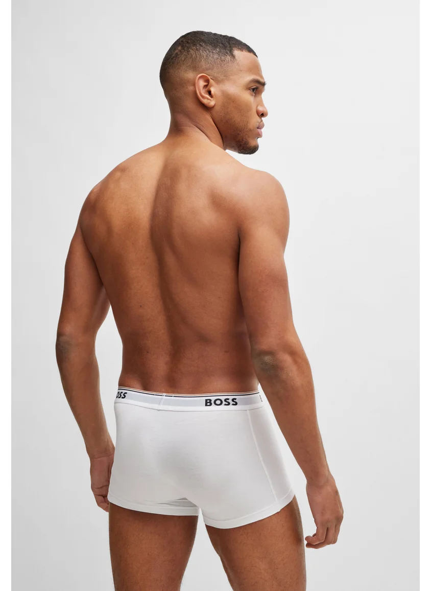 بوس Three-pack of stretch-cotton trunks with logo waistbands