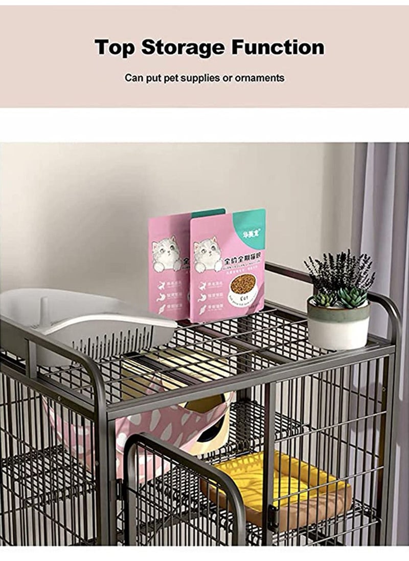 GT-Wheel Pet Cage Playpen Box Kennel Crate with Hammock Wheels and Removable Tray for Cats and Dogs  - Image 5