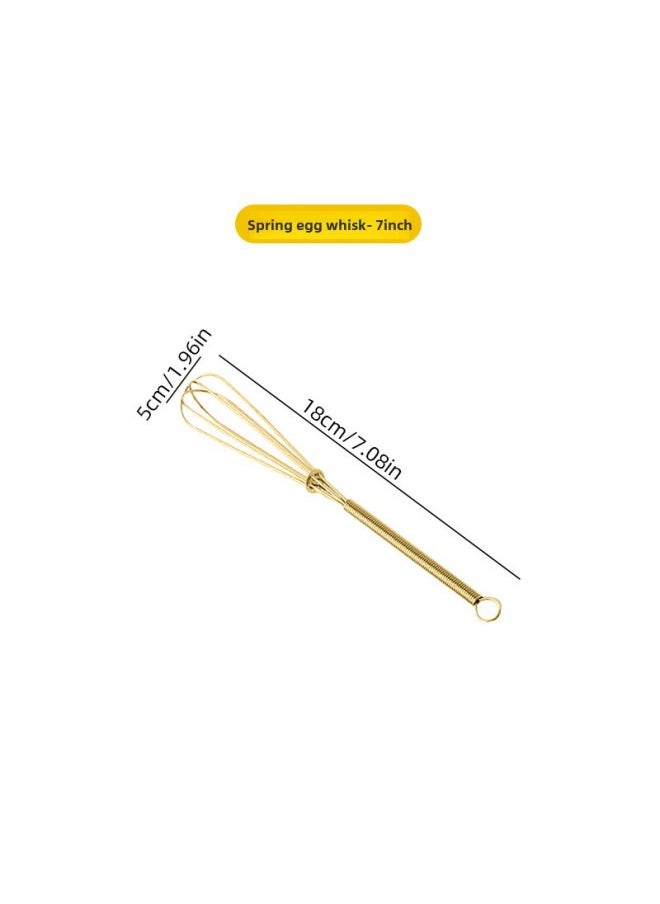 Generic A Generation Of Stainless Steel Manual Egg Beater Household Semi-automatic Hand-held Milk Foam Spring Mixing Baking Tool-Color:7 Inches 18cm (gold)  - Image 1