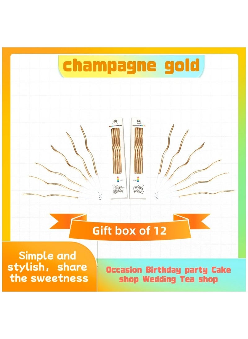 12 Champagne Gold Arc Birthday Candles | Eid / Dubai Party Decoration | Eco-friendly and Photogenic  - Image 1
