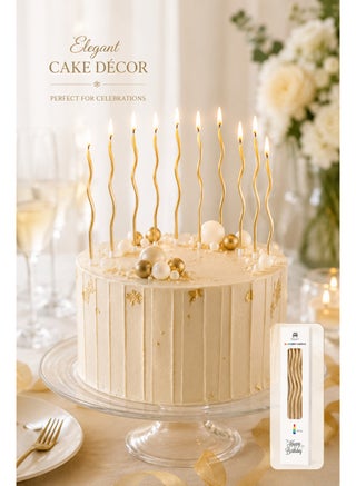12PCS   Curved Birthday Cake Candles, Long Spiral Metallic Candles with Holders for Birthday Party, Wedding, Eid, Cake Decoration - view 4