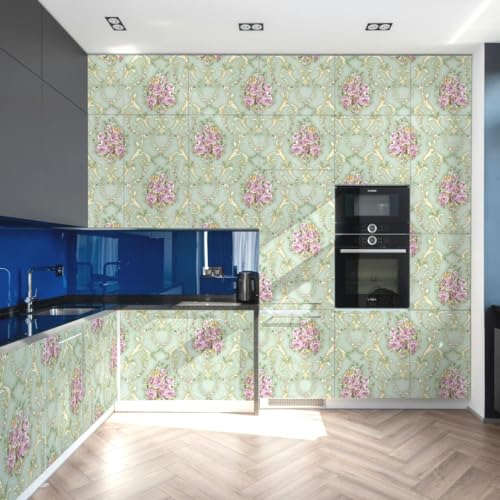 doodad Self Adhesive Wallpaper | Mint Green Wallpaper for Bedroom | Beautiful Floral Wallpapers for Walls | PVC Wallpaper Waterproof | 45cm x 1000cm, Wall Paper Covers 48 sq. ft - Image 2