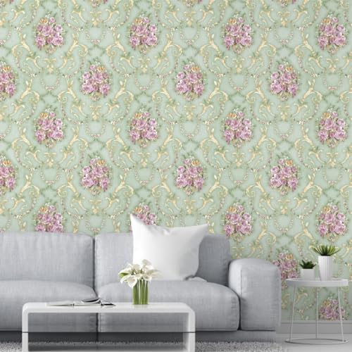 doodad Self Adhesive Wallpaper | Mint Green Wallpaper for Bedroom | Beautiful Floral Wallpapers for Walls | PVC Wallpaper Waterproof | 45cm x 1000cm, Wall Paper Covers 48 sq. ft - Image 1