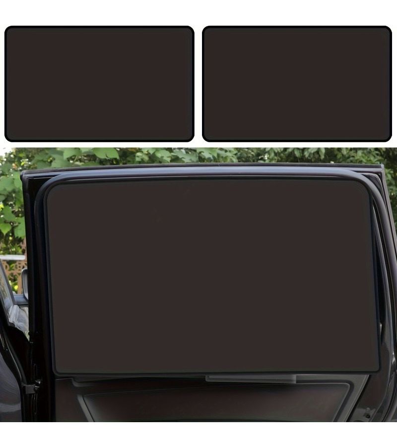 Set Of 2 Magnetic Car Side Window Sunshades Front Curved Curtain Complete Light Blockage Heat Protection Privacy Shield Foldable - Image 4