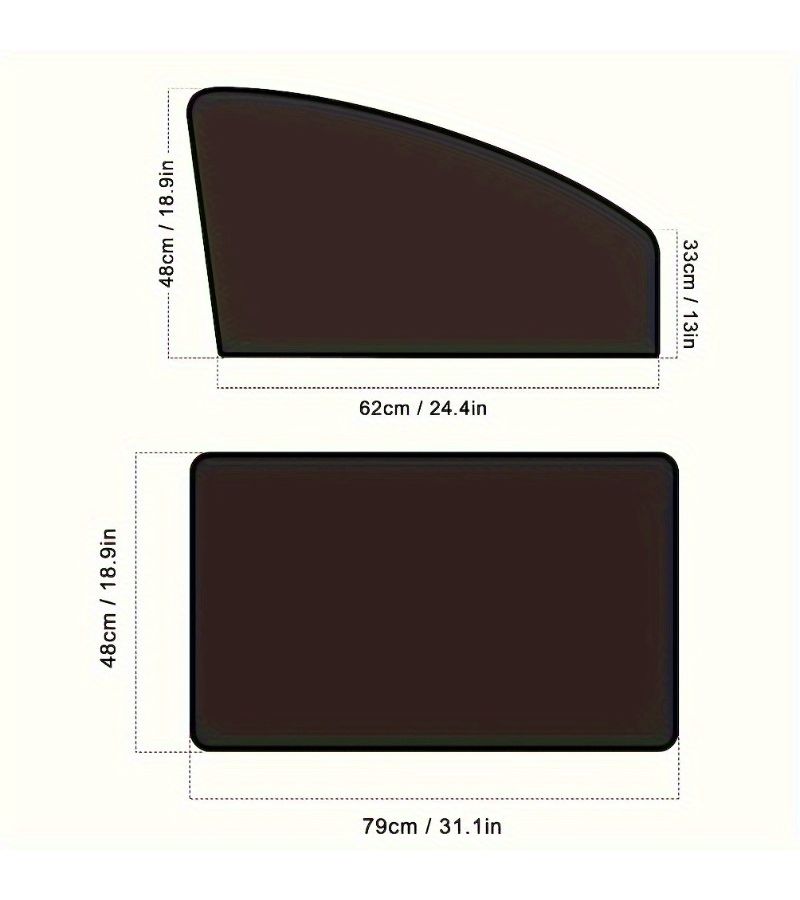 Set Of 2 Magnetic Car Side Window Sunshades Front Curved Curtain Complete Light Blockage Heat Protection Privacy Shield Foldable - Image 2
