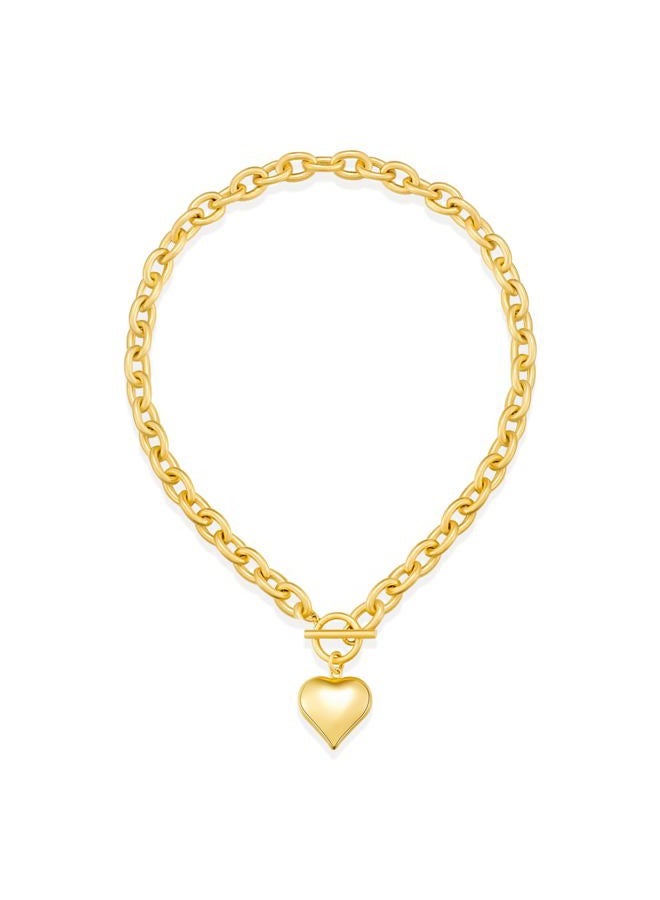 FAUTHENTICUTE Chunky Gold Heart Necklaces For Women - Image 1
