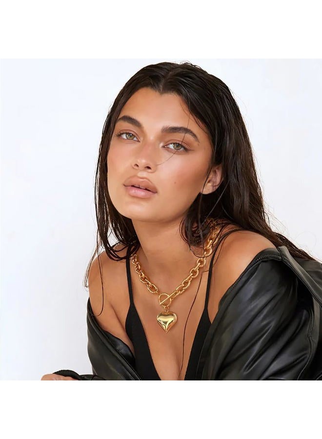 FAUTHENTICUTE Chunky Gold Heart Necklaces For Women - Image 2