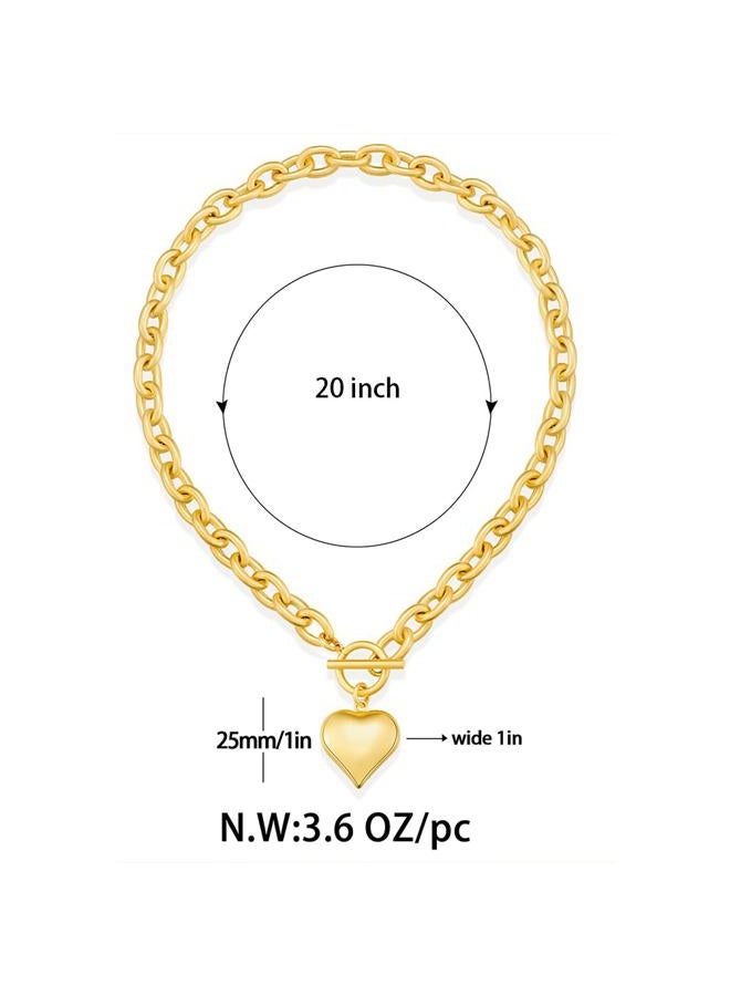 FAUTHENTICUTE Chunky Gold Heart Necklaces For Women - Image 5