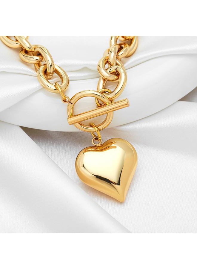 FAUTHENTICUTE Chunky Gold Heart Necklaces For Women - Image 4