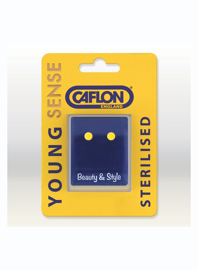 Caflon Young Sense Gold Plated Small Button | Yellow Earring