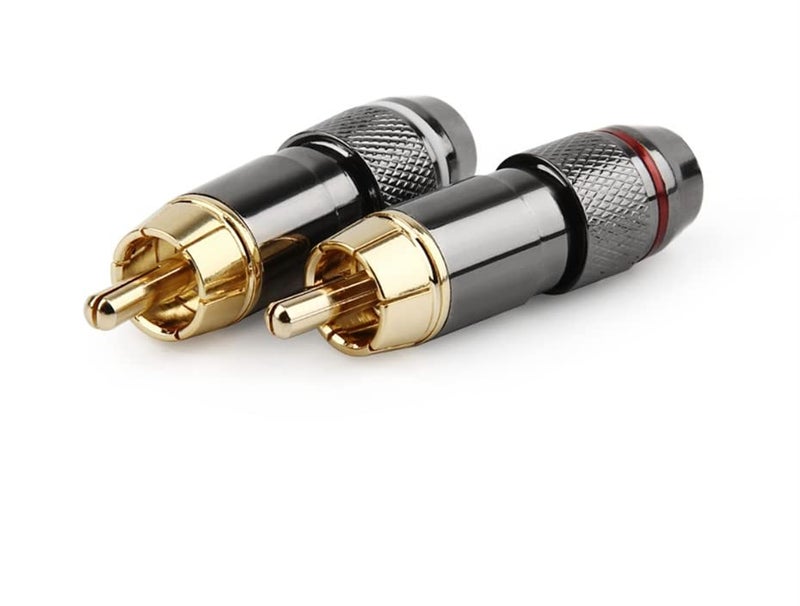 fdealz® [ 4 Pieces ] DIY RCA Male Soldering Connector Jack Plug Gold Plated Adapter for Soldering Audio Cable Video CCTV IP Camera Coaxial Cable (4 Pcs RCA Male Monster Connector) - Image 5