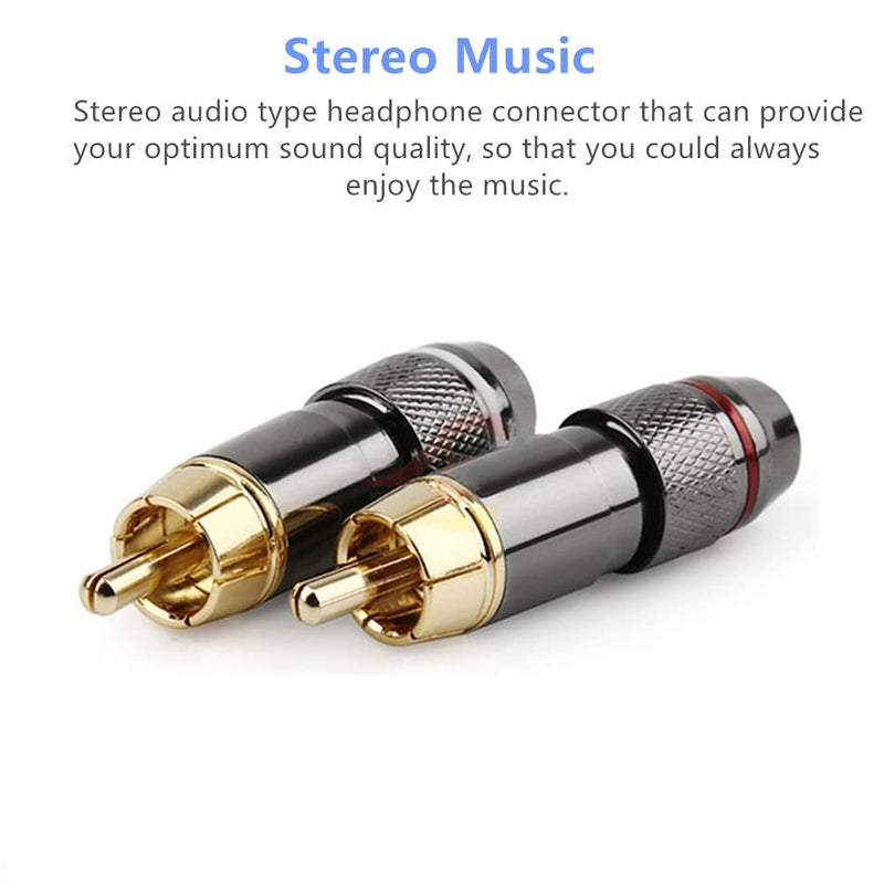 fdealz® [ 4 Pieces ] DIY RCA Male Soldering Connector Jack Plug Gold Plated Adapter for Soldering Audio Cable Video CCTV IP Camera Coaxial Cable (4 Pcs RCA Male Monster Connector) - Image 2