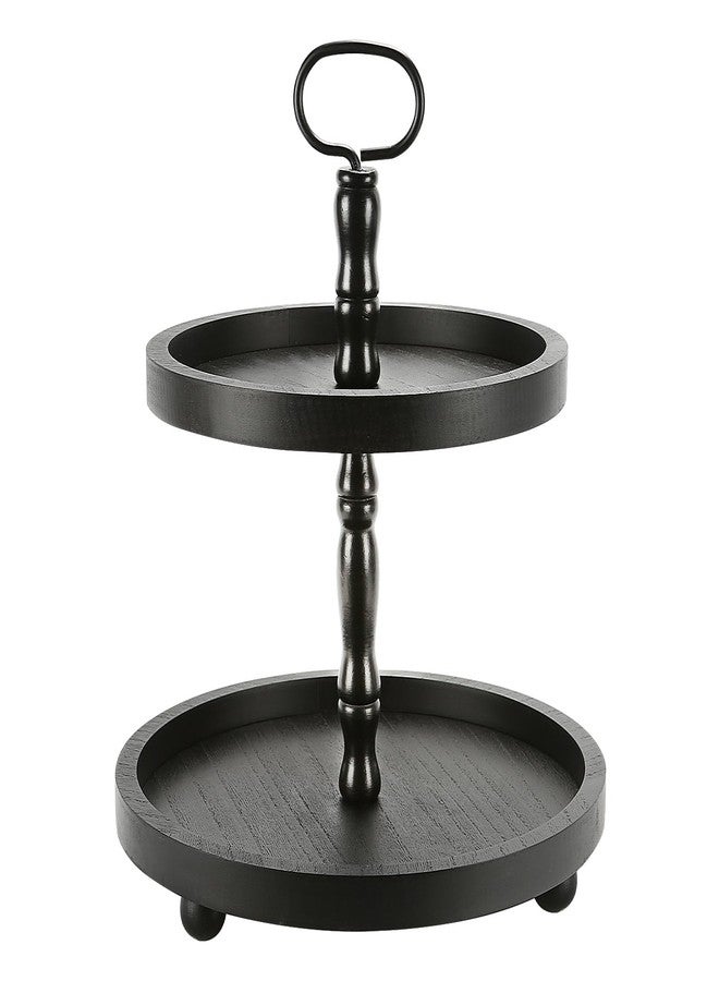 SYNCVIBE Wooden Tiered Tray Stand 2 Tiers (Black) - Image 1